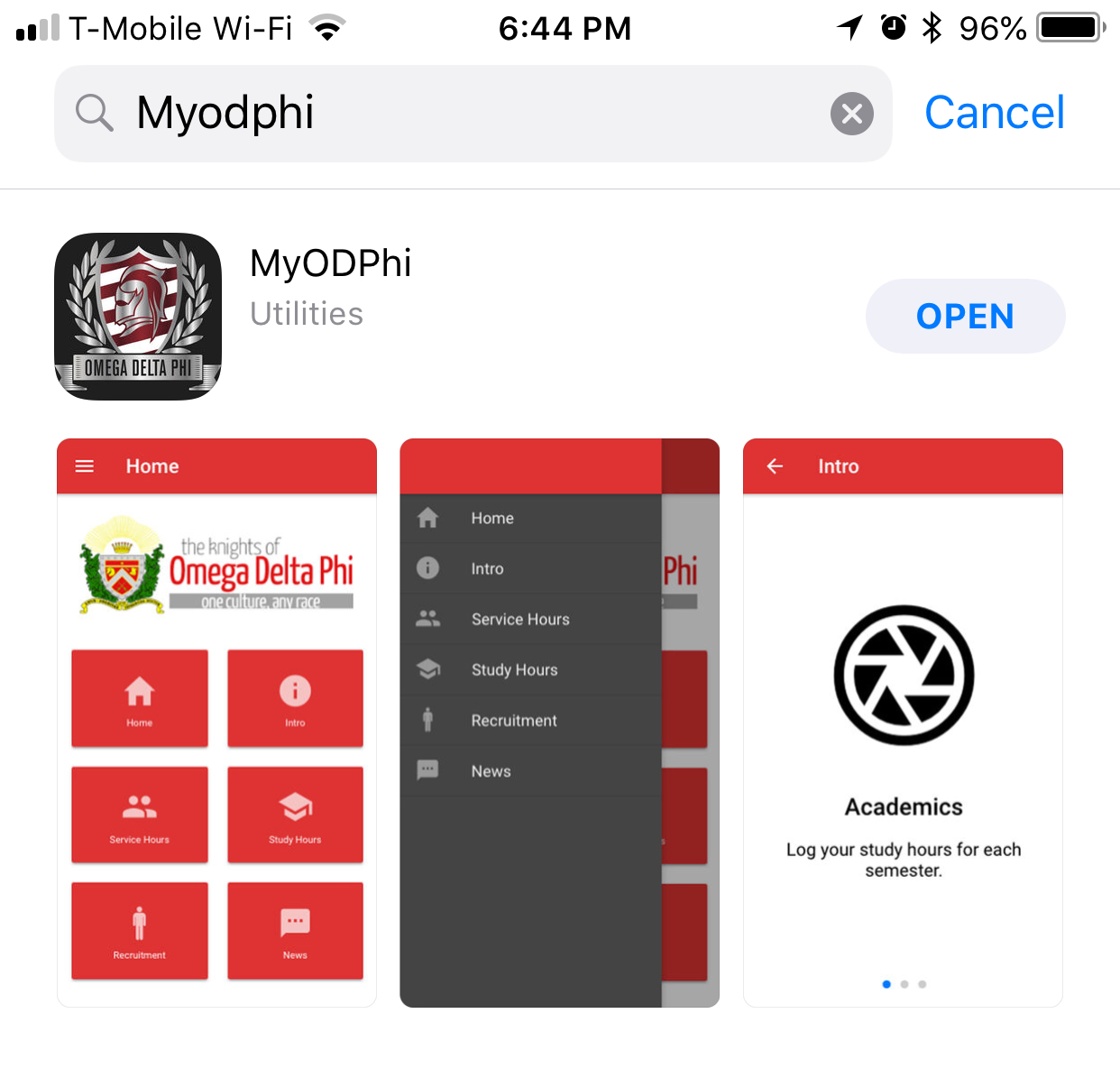 MyODPhi on iOS and Android